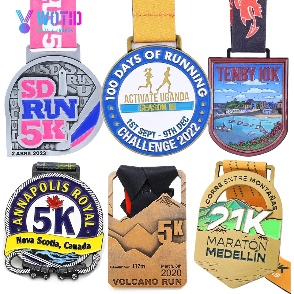 Medaille Fabrikant Ontwerp Custom Metalen Marathon Medaille 5K 10K 21K 42K Leuke Running Finish Medailles