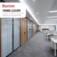 Cloison modulaire en aluminium de 100 mm à double vitrage avec stores intégrés, mur acoustique moderne pour bureaux de direction