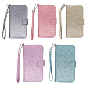 Custom Fashion Card Flip Wallet Glitter PU Leather Cell Phone Case For 15 14 13 12 pro max mobile phone cases