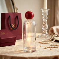 Vente en gros de flacons de parfum arabes en verre personnalisés de 250 ml, flacon en verre vide de luxe rouge avec boîte cadeau pour parfum