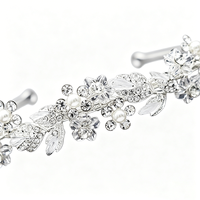 Couronnes et diadèmes de mariée en cristal plaqué argent, style romantique français, avec perles, bijoux de cheveux de mariage, vente en gros d'usine
