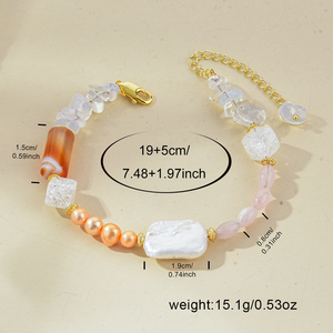 Women's Summer Bohemian Style Agate and Rose Quartz Jewelry <b>Set</b> with Necklace Earrings <b>Bracelet</b> Trendy - Product Image 4