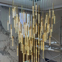 Lustre de luxe feuilles escalier hall d'hôtel personnalisé céramique cristal moderne intérieur maison LED grande taille lustre personnalisé
