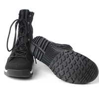 Bottes tactiques TSB20 Desert Boots en daim noir, cuir brun foncé et cuir brillant