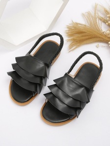 Nuevas Sandalias de Niña con Encaje de Hoja de Loto, Banda Elástica Dorada, Zapatos de Playa Transpirables, Ligeros, Forro de Felpa, Suela de Goma, Dulces - Product Image 3