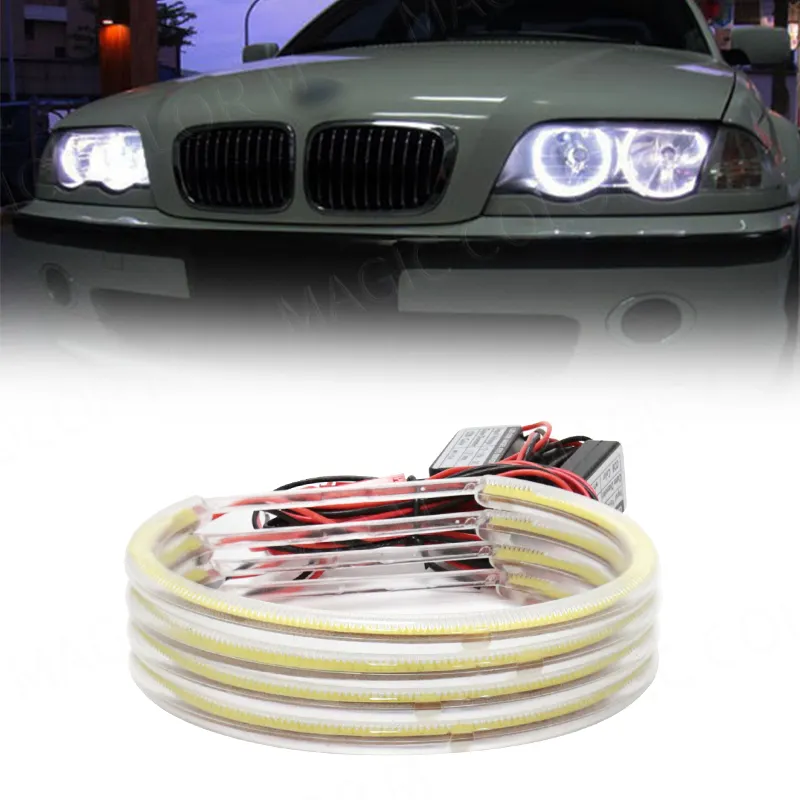 LED COB Angel Eyes fari Stripe Light White Halo Rings proiettori per BMW E36 E38 E39 E46 131 accessori auto