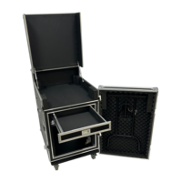 Flight case sur mesure 10U pour rack et 2U pour tiroir, pour Midas M32R et amplificateur, avec couvercle à charnière, vérins hydrauliques et 4 roues