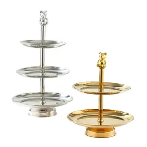 客厅酒店派对2层不锈钢水果盘甜点托盘创意上菜托盘 - Product Image 1
