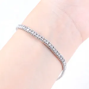 Iced Out Bling Bling Tennis Bracelet Stainless Steel Jewelry With Shiny White Zircon Bracelet Gift For Mothers Day
