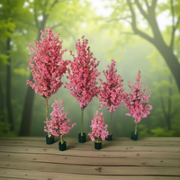 Arbre artificiel de fleurs de pêcher de 180 cm, réaliste, écologique, en plastique rose, décoration de mariage pour intérieur et extérieur