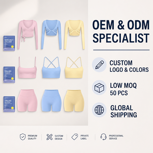 Women Premium Pastel Seamless Yoga Sets with Wrap Crop <b>Tops</b> <b>Cross</b> Back Sports Bras and High Waist Shorts for Fitness Brands - Product Image 5