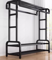 Porte-vêtements métallique sur pied, moderne, épaissi et renforcé, avec 16 crochets, durable et peu encombrant, pour chambre, balcon et usage intérieur