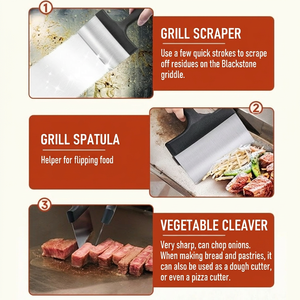 Kit de nettoyage de plaque de cuisson 15 pièces avec grattoir en acier inoxydable, briques de nettoyage pour grill, tampons à récurer, accessoires de nettoyage pour plaque de cuisson - Product Image 4