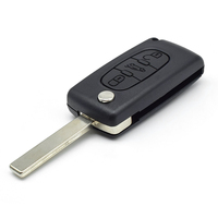 Coque de clé de voiture métallique de remplacement haut de gamme pour système d'entrée sans clé, avec 3 boutons, lame HU83 non coupée, support de pile CE0536