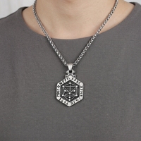 Pendentif Viking Runes Acier Titane Collier Homme Vintage Nordique Totem Amulette Bijou Cadeau Vente En Gros Personnalisé