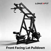 Machine à triceps frontale à charge par plaques, double levier, poignée rotative à 360°, réglage de la largeur de la poignée, siège réglable, usage commercial