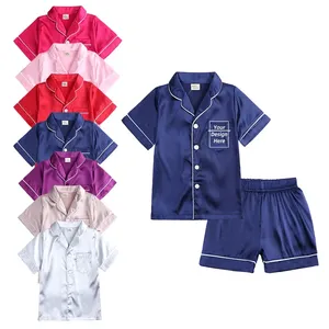 custom print Kids Tales Pajamas wholesale bulk Children Silk Pajama Summer Clothes Short Sleeve Boys Pajama Set for Kids