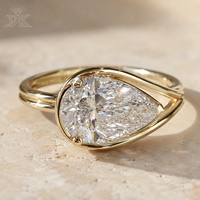DK 2CT Birnenschliff VVS Labor-Diamantring 18K Gold IGI-zertifiziert für Hochzeiten und Geschenke – Direkt vom Hersteller – Schlichtheit & Luxus