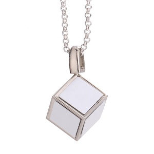 Diseño moderno, joyería personalizada, collar de cubo de sublimación, espacios en blanco para boda, regreso a la escuela, mamá, papá, regalos de graduación hechos de aleación - Product Image 4
