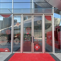 Portes d'entrée commerciales pour entreprises, portes françaises en aluminium à double vitrage, résistantes au vent, extérieures