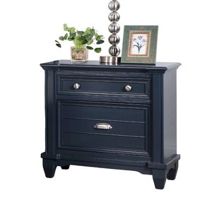 Transitional Style Nightstand <b>Slate</b> Blue Finish Nickel Knobs Bedroom Furniture - Product Image 5