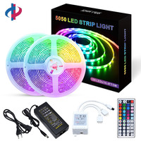 Kit d'éclairage flexible 5050 IP65, télécommande IR 44 touches, bande LED RGB 5M 300LED 12V avec adaptateur secteur