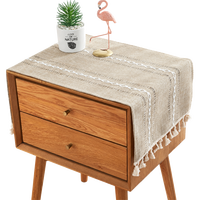 TY Top Nappe de table rayée avec pompons, Tapis isolant pour réfrigérateur, Étagère de rangement, Housse anti-poussière décorative, Serviette