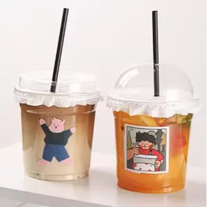 18/20oz Factory Transparent Plastic Cup Disposable Smoothie Tea Coffee Cold Drink Plastic Cup With Lids