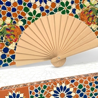 Éventail pliant en bois imprimé sur mesure, motif géométrique islamique arabesque, souvenir d'art du Moyen-Orient pour événement ou cadeau
