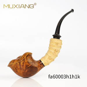 Wooden Freestyle Handmade Solid Wood Pipe With Decorative Ring Vulcanized Rubber Cumberland Briar Tobacco Pipe - Product Image 4