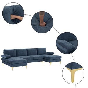 DB-Sofá modular de 4 asientos para interiores, extensible, gris-azul, juego de muebles para sala de estar, 3 plazas - Product Image 2