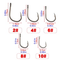 Hameçons à poissonner Hirisi 8001 en acier inoxydable avec revêtement en carbone élevé, hameçons à barbelures pour la pêche à la carpe, emballage avec boîte originale, 50 pièces par paquet