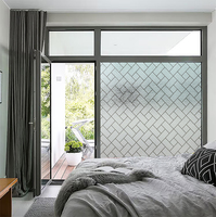 RNPT Linearer Diamant-Statikhaftfilm für Fenster, mattierte Sichtschutzfolie, abnehmbar, modernes geometrisches Muster für Schlafzimmer und Büro