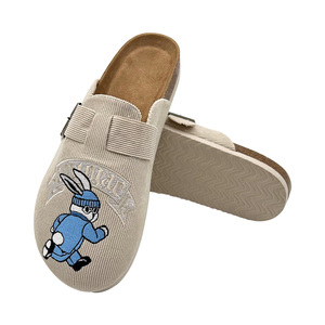 Custom Corduroy Cork Foot Bed <strong>Clogs</strong> for <strong>Men</strong> Women Mules with Arch Support Adjustable Buckle Corduroy Cork <strong>Clogs</strong> - Product Image 2