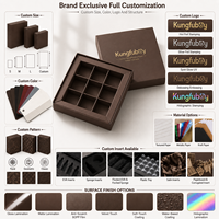 Boîte cadeau de luxe personnalisée en carton rigide marron avec couvercle et base pour bonbons, truffes, pralines, chocolats, avec 9 séparateurs