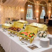 Hochwertiges 9L Edelstahl Chafing Dish Buffet-Set mit Brennstoffbehälter, goldener, bodenstehender Speisenwärmer für Restaurant- und Hotelservice