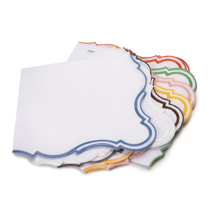 Jrs biểu tượng tùy chỉnh làm bằng tay Khăn ăn nơi Mat đặt 50 bàn đám cưới mộc mạc với sò điệp cạnh & Vintage hoa thêu - Product Image 6