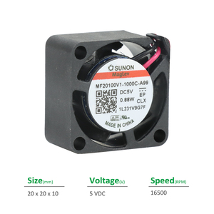 Sunon MF20100V1-1000C-A99 5VDC 106mA 20x20x10มม. 0.88วัตต์16500รอบต่อนาที1.9CFM ไฟฟ้า OEM พัดลมไอพลาสติกแบริ่งระบายความร้อนตามแนวแกน - Product Image 2