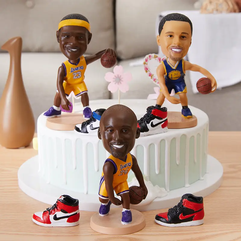 Özel reçine ev dekorasyon spor yıldızı bobble kafa gerçekçi nba basketbol oyuncusu kobe bryant bobblehead aksiyon figürü