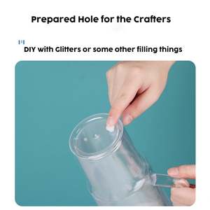 Venta al por mayor de globos de nieve sin BPA para manualidades, vaso de plástico de doble pared de 40 oz con orificio preperforado y asa. - Product Image 6