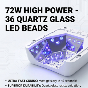 <span class=keywords><strong>Lampe</strong></span> à <span class=keywords><strong>ongles</strong></span> électrique rechargeable en métal 72W <span class=keywords><strong>hybride</strong></span> UV LED avec base réfléchissante miroir et écran HD, durcissement en 10s - Product Image 3