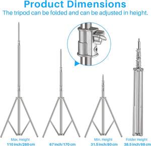 9ft Heavy Duty 2.8m En Acier Inoxydable <span class=keywords><strong>Photo</strong></span> Vidéo Studio Trépied Forte Support De Lumière Pour L'éclairage De Studio De Photographie - Product Image 2