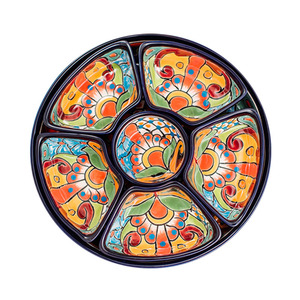 Gốm Mexico Talavera Chip & Dip Taco Phục Vụ Đĩa Tấm Logo In Nhúng Bát - Product Image 2