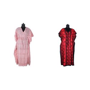 คาฟตานยาวพิมพ์ลายคอวีแขนกุด,อินเดีย - Product Image 1