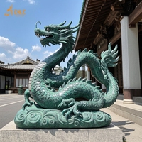 D & Z Art Group Sculpture extérieure en bronze pour le sanctuaire du temple de jardin Grande statue orientale mythique du dragon japonais