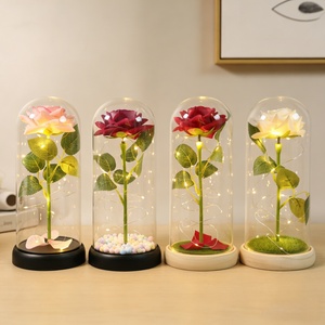 Regalo Romantico per San Valentino, Rosa Preservata Personalizzata con Luce LED in Cupola di Vetro Trasparente, Luce Notturna Eterna Elegante Fatta a Mano, Decorazione per la Casa - Product Image 1