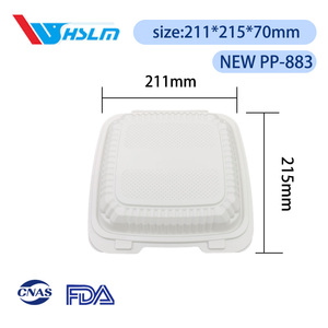 Rectángulo 8 Pulgadas 3 Compartimentos Desechable Plástico Contenedor de Alimentos Flip-top <span class=keywords><strong>Restaurante</strong></span> Take-out Desechable Fiambrera - Product Image 2