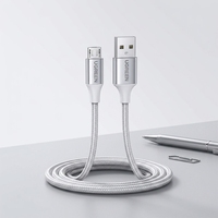 Kabel Data USB 2.0 Berlapis Nilon dengan Pelindung Foil untuk Pengisian Cepat 2A dan Transfer Data untuk Ponsel