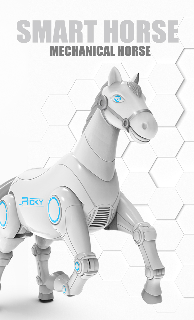 Caballo Robot De Juguete Interactivo Con Movimientos Realistas, Peluche Robótico De Simulación Eléctrica En Colores Blanco, Café Y Marrón, Ideal Para Niños Y Niñas, Regalo Educativo Y Creativo