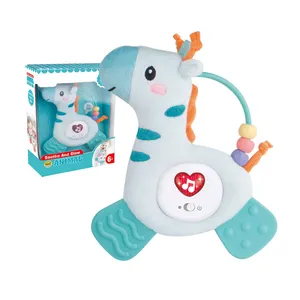 Brinquedo de pelúcia do bebê operado à bateria, adorável, girafa chupeta com luz musical